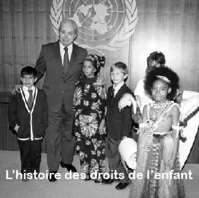 A group of children meeting the UN secretary general