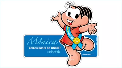 Desenho da Mônica com a faixa de embaixadora do UNICEF