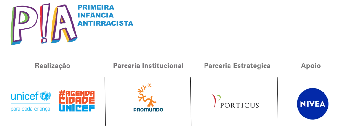 logos dos parceiros do projeto: UNICEF, Promundo, Porticus e Nivea
