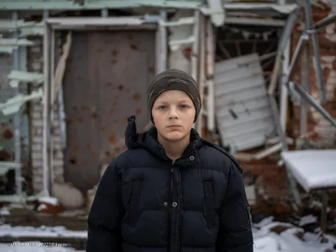 Снимка на дете от Украйна по време на войната
