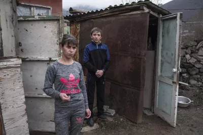 Stepan, 14, with his mother Kristine, 32, live in extreme poverty in the outskirts of city of Vanadzor, Armenia.