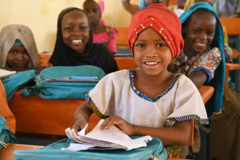 Children attending class at the ‘Ecole Coranique Rénové’ in Bol, the Lac region, in the West of Chad.