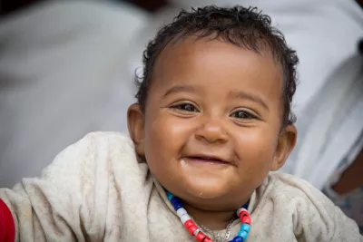 Genuine smile from Seven month Kokeb Girmay during the breastfeeding celebration event in Tigray