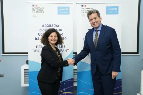 New partnership between Embassy of France and UNICEF aims at strengthening child rights in Georgia
