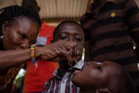 A child being vaccinated.