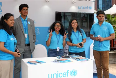 Students involved in fundraising for UNICEF.