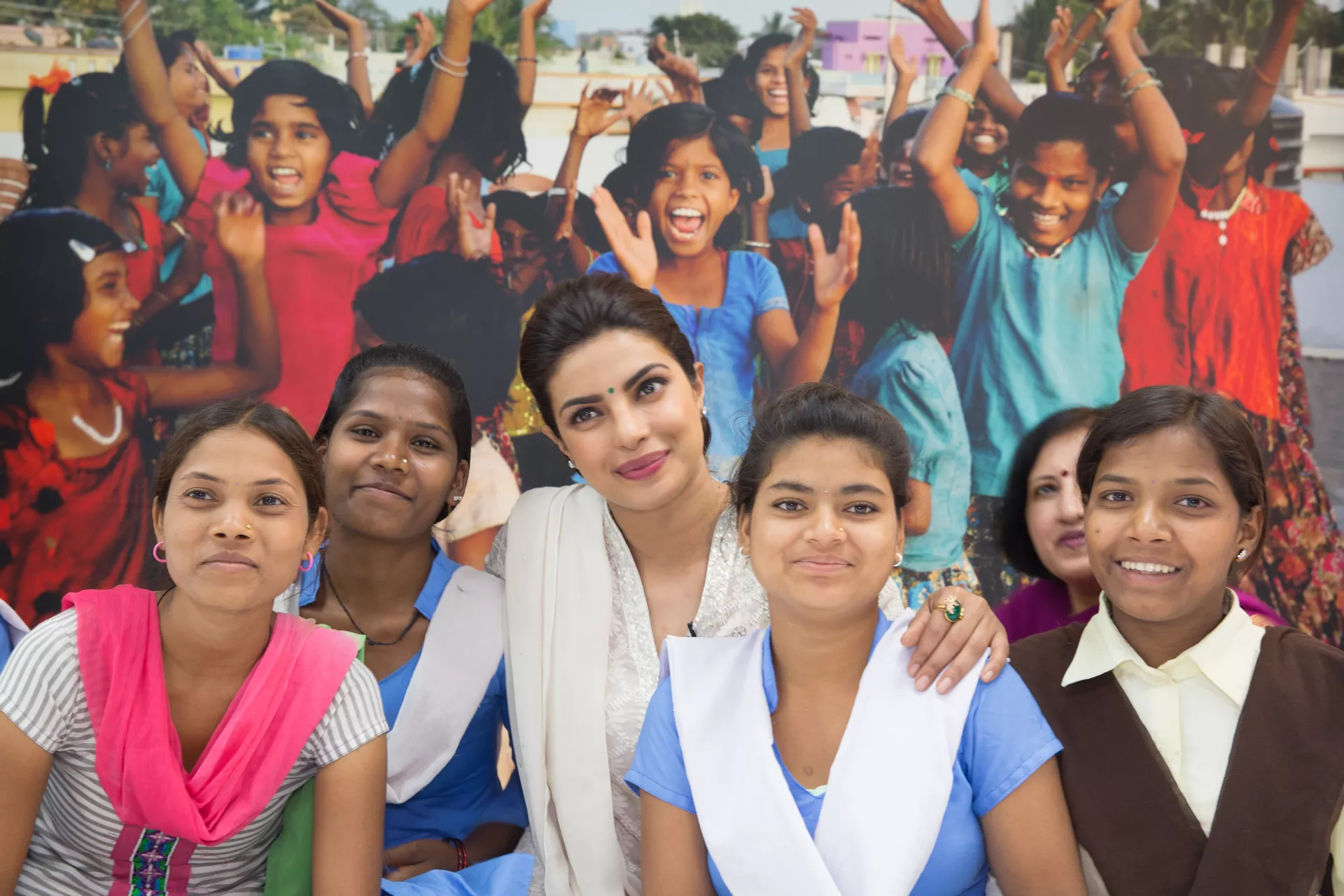 UNICEF goodwill Ambassador, Priyanks chopra engages with adolescent girls, of Kamla Nehru School, and five girls (Bharia tribal) from Patalkot in Chhindwara district to highlight the importance of anemia prevention in Bhopal, Madhya Pradesh. 