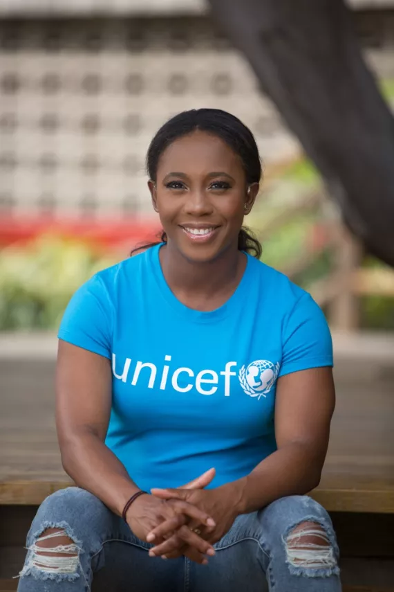 Photograph of UNICEF Jamaica Goodwill Ambassador Shelly-Ann Fraser-Pryce 