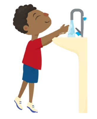 niño lavando sus manos ilustrado