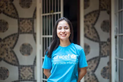 Girl wearing a UNICEF t-shirt