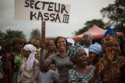 The people of Kassa celebrate the opening of their new radio station, Guinea