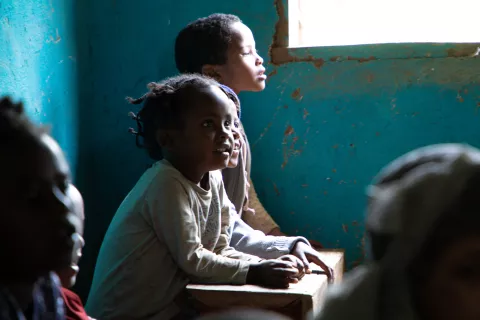 5 and 6 year old children at a Primary School in the SNNP region learning