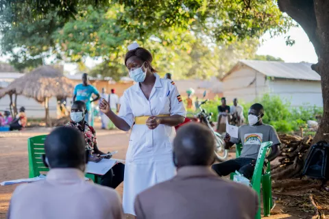 Health worker Judith Candiru provides services to her community in Uganda.