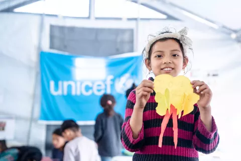  children from Nalgad Municipality in Jajarkot District play inside one of the child-friendly spaces established with UNICEF support in the wake of the 6.4 magnitude earthquake that struck Nepal on 3 November 2023.