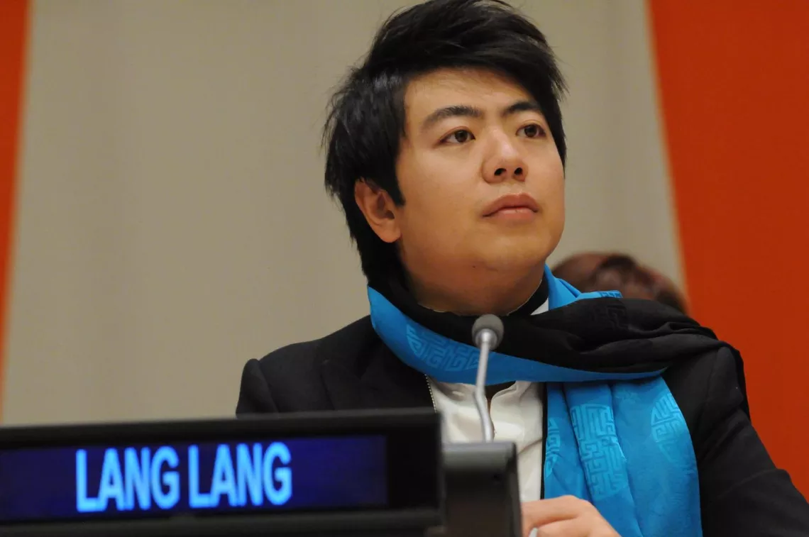 On 25 September 2013, acclaimed Chinese piano virtuoso and UNICEF Goodwill Ambassador Lang Lang attends the High-Level Leadership Panel during the Global Education First Initiative Anniversary celebration event ‘Delivering on the Global Education Promise’, at United Nations Headquarters (UNHQ).