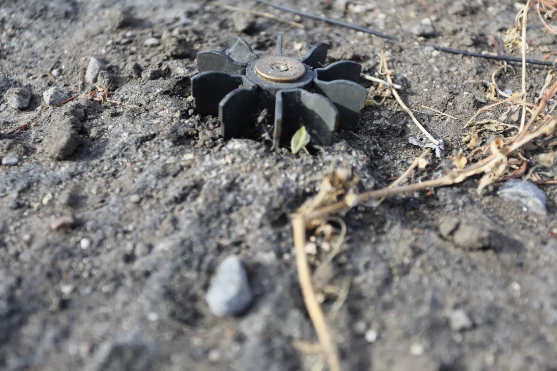 Ukraine. Unexploded ordnance is pictured in Donetsk, eastern Ukraine.