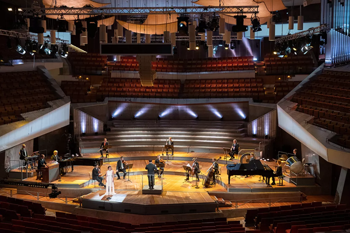 On 1 May, 2020, the Berliner Philharmoniker played its Europakonzert (Europe Concert) in front of empty seats because of the ongoing COVID-19 pandemic.