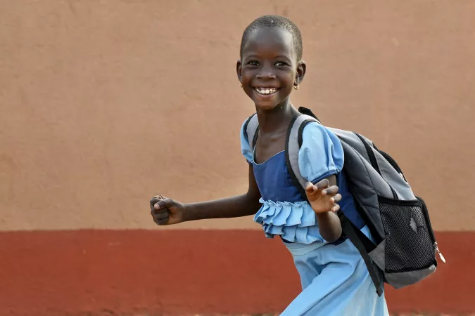 A girl goes back to school in Burkina Faso