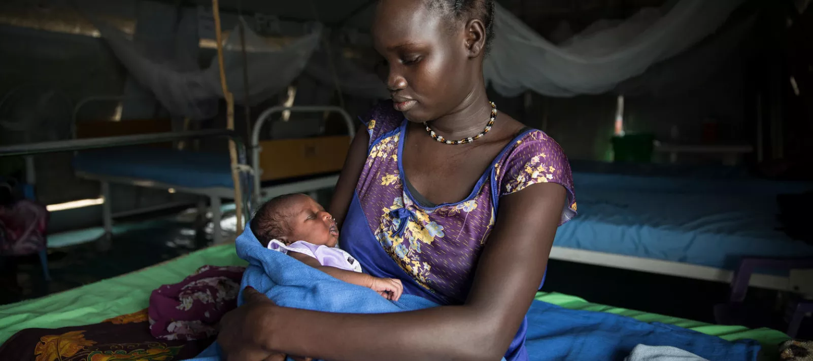 Mother and her baby (no name yet) at the UNICEF supported IMC Maternity ward in the POC in Malakal. 