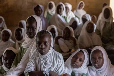Education, learning, back to school, children, girls, boys, displaced children, displaced people, conflict, Sudan