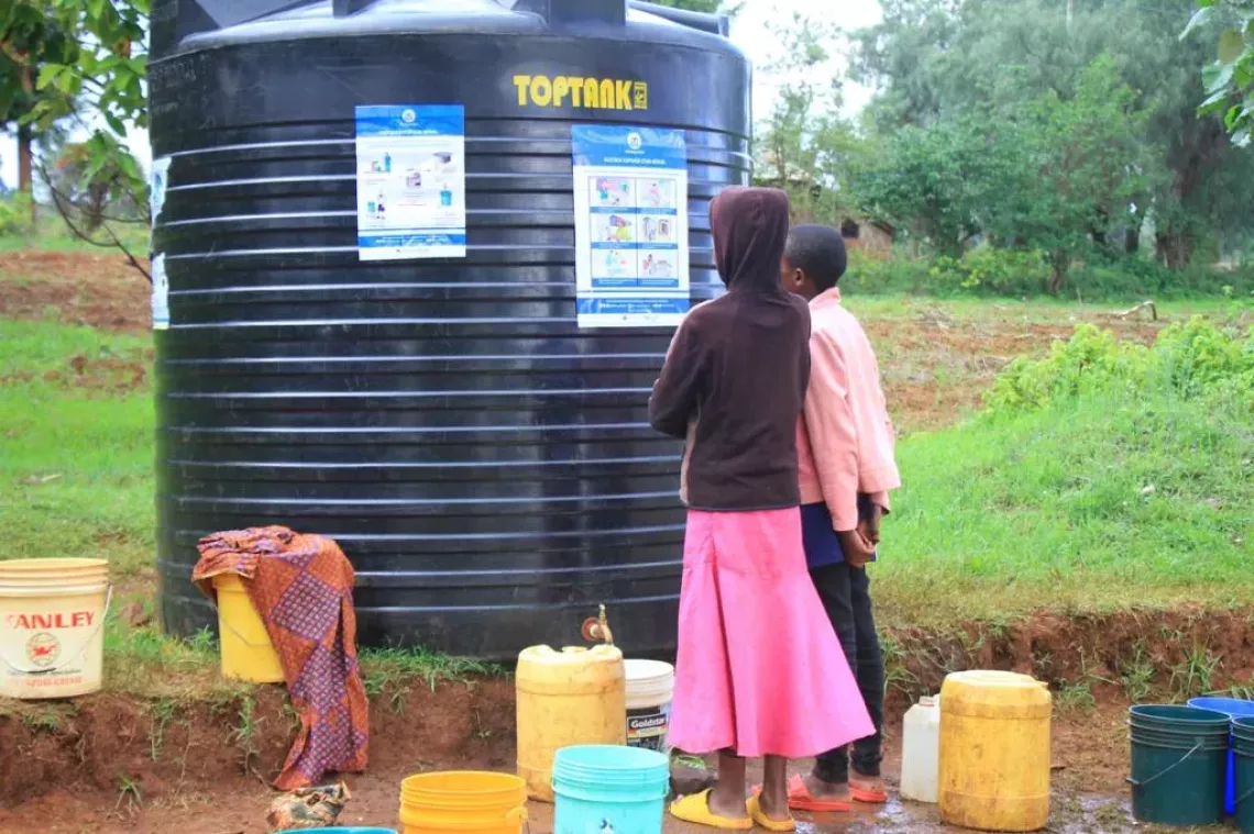 Children in the Jorodom Village, Hanang District are provided with clean and safe water as well as health education about prevention against epidemic diseases.