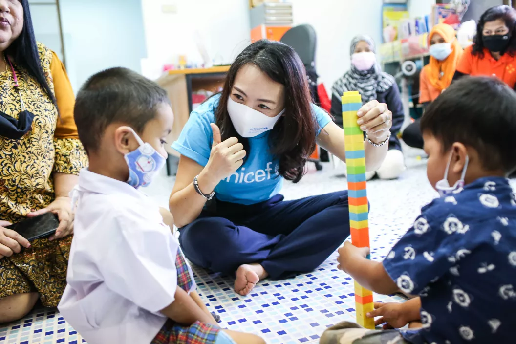 Kyungsun Kim, the Representative for UNICEF Thailand, at UNICEF-supported early childhood development centre in Pattani Province on April 1, 2021