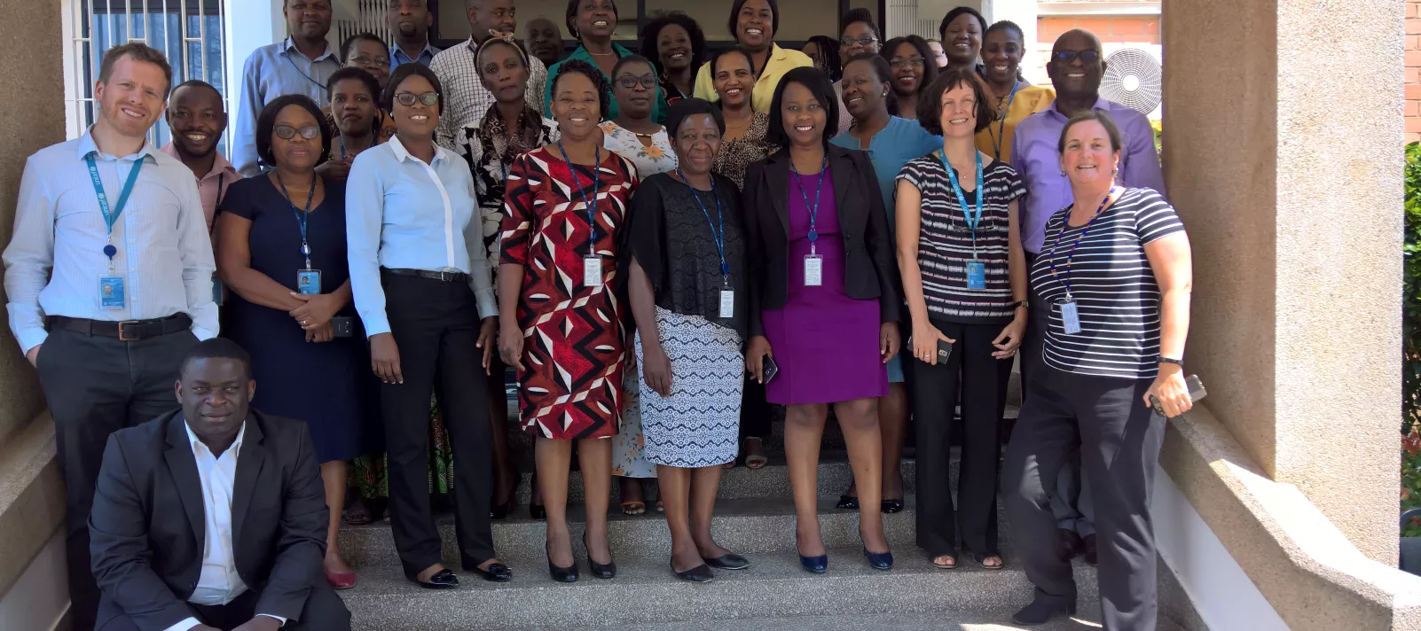 UNICEF Zambia staff on the steps of the office