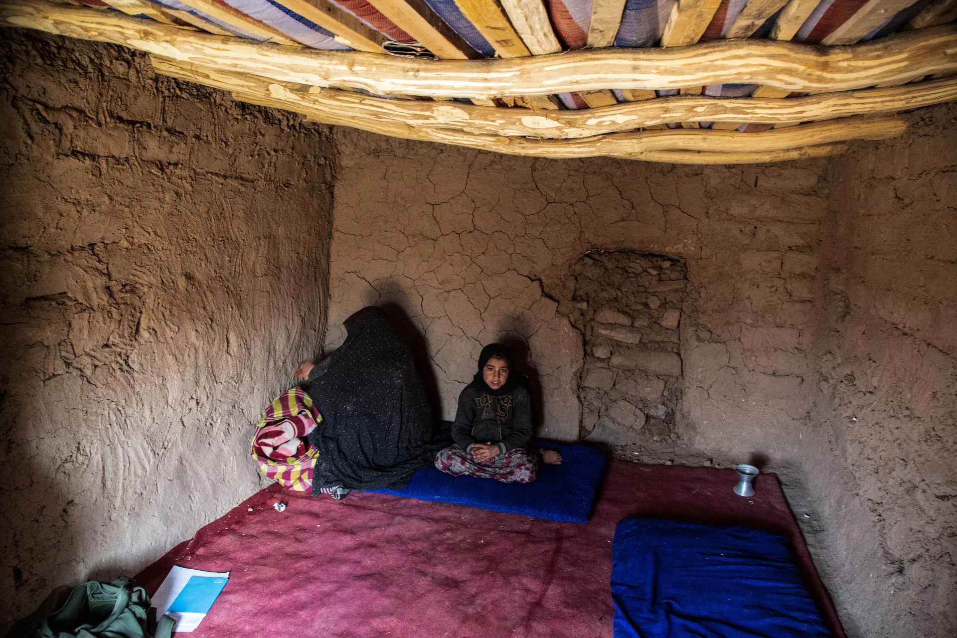 Badro and her mother in their temporary house 