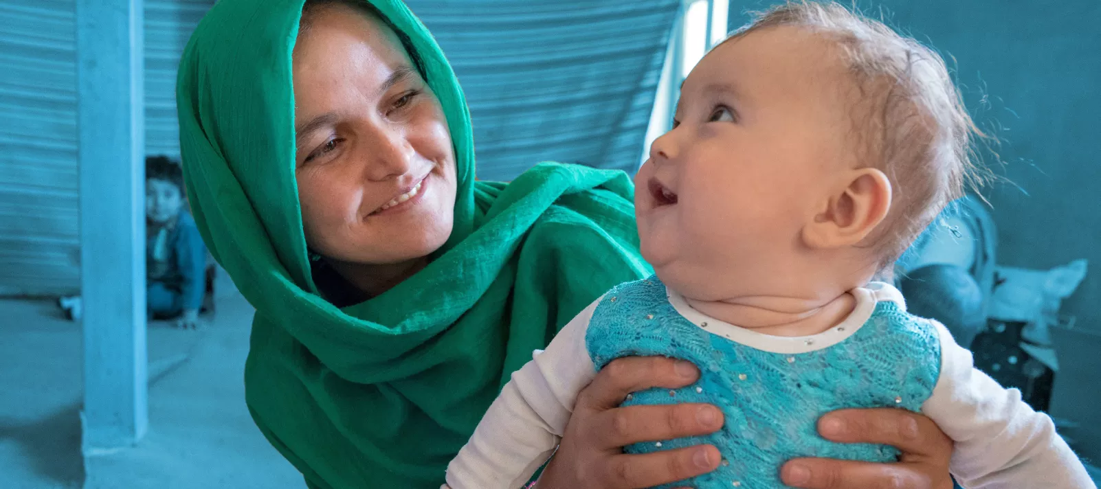 On 3rd October 2022, a mother and child attend the UNICEF-supported mobile health and nutrition clinic in Safeedi-Mish village in Nili District in Daikundi Province, central Afghanistan.  
