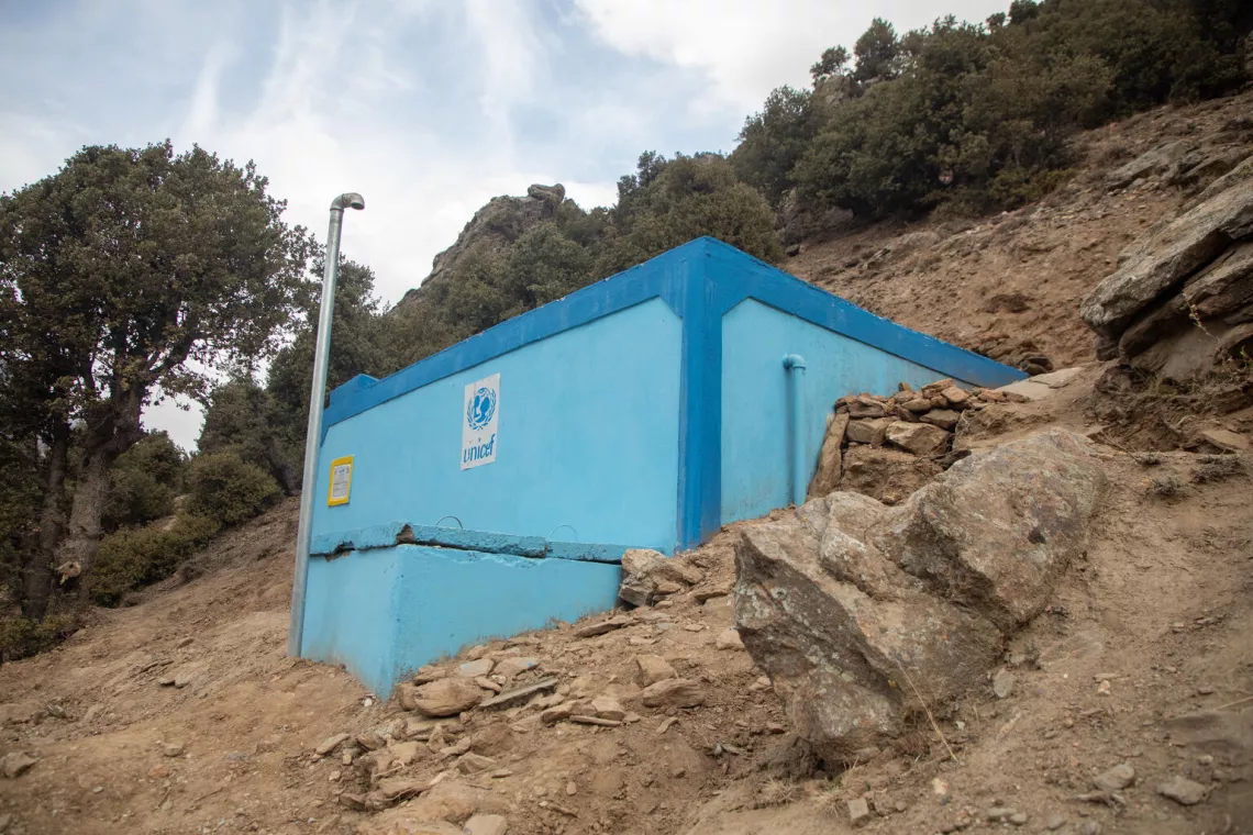 On 29 November 2023, a UNICEF constructed water reservoir is photographed in Nuristan province, Afghanistan, in a village that never before had access to clean water.