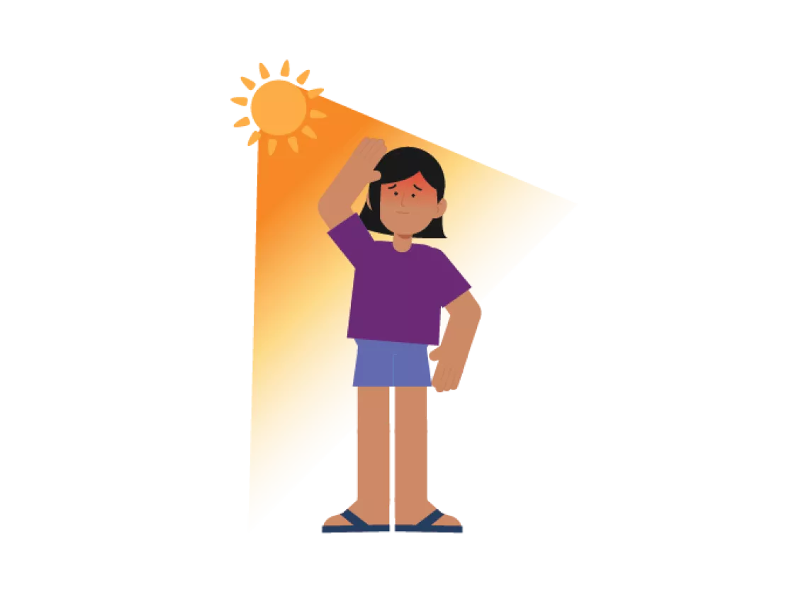 Heatwave facts: A girl stands under the hot sun