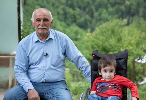 Adem with Grandfather, Village Kvatia, Khulo