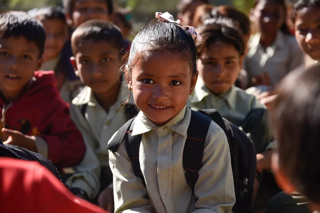 School children at a Temporary Learning Centre, Nepal