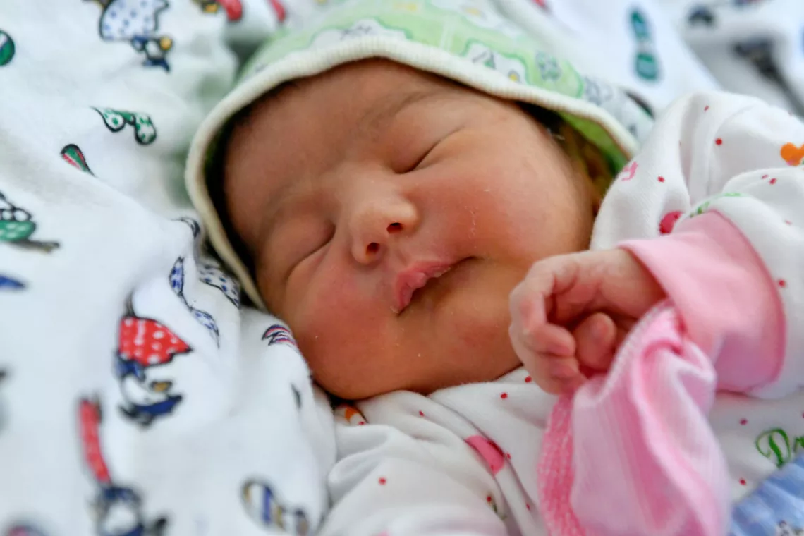 A newborn in the hospital of Daroot Korgon in Kyrgyzstan
