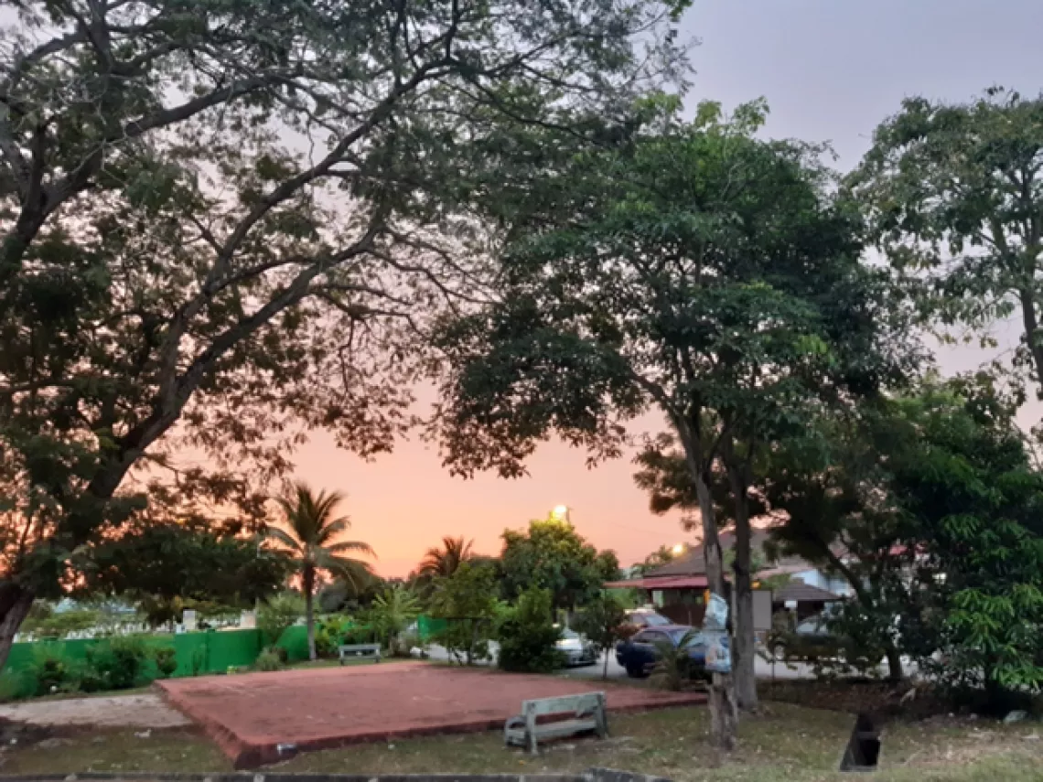 View of village in Malaysia during sunset