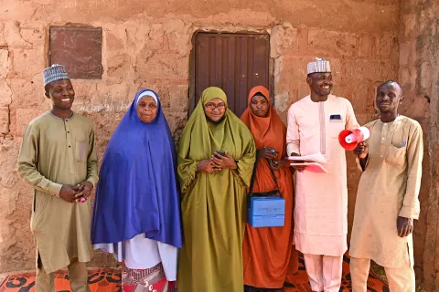 Polio Vaccination  team pose for a group photo in Mana Karama, Sokoto South LGA, Sokoto Sate.
