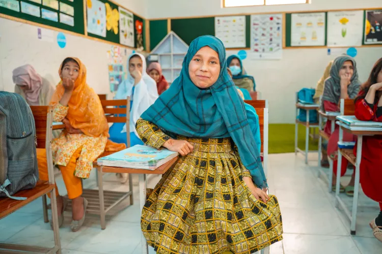Najiba attends her remedial learning class at the Government Girls High School in Al Muhafiz Colony, Quetta. 