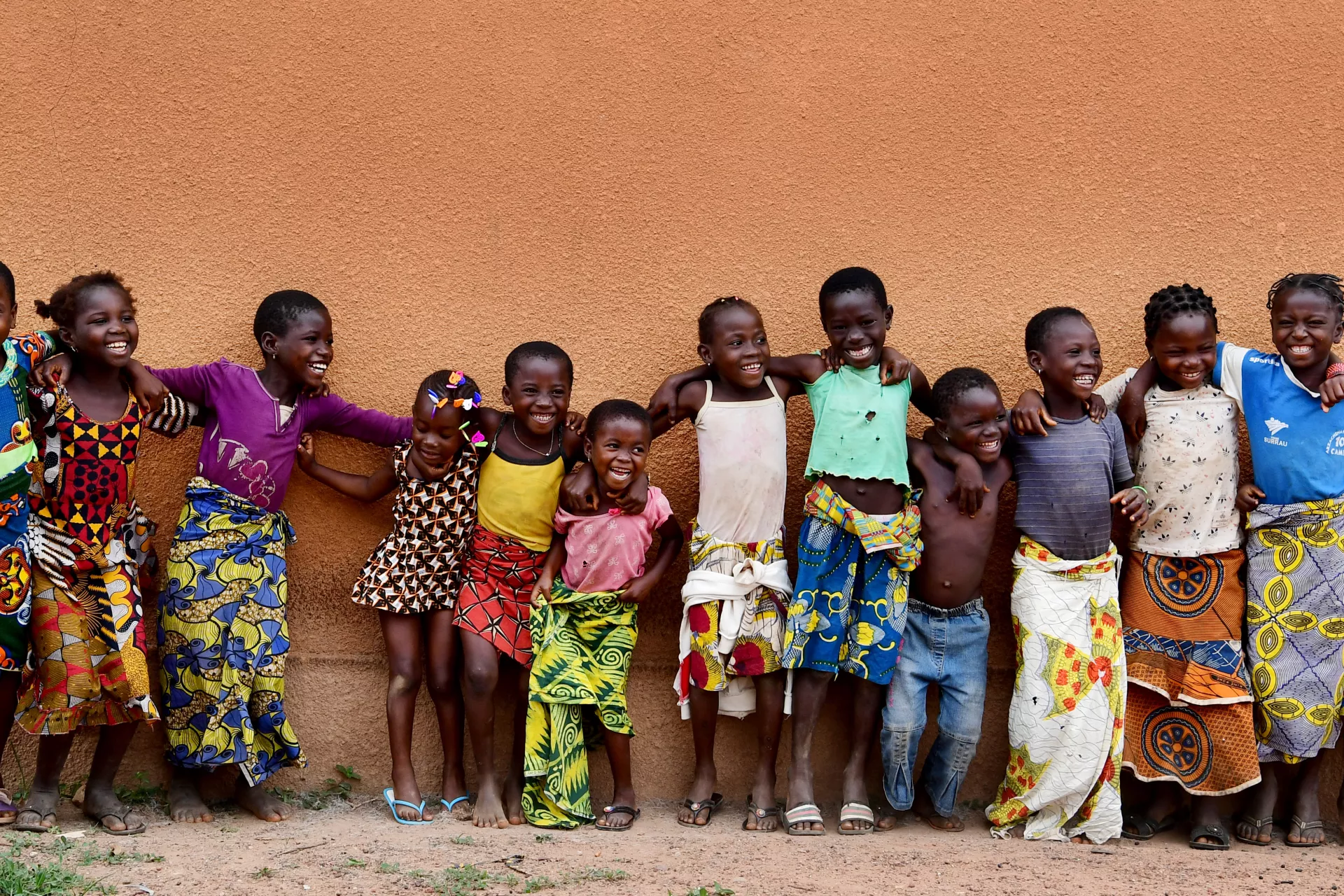 Happy children in the village of Kpatrakaha, in the region of Korhogo, in the North of Côte d’Ivoire, 2020.